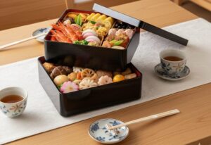 二段重ねのおせち料理