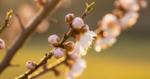 日差しを浴びて、ふくらみ始めた梅の蕾