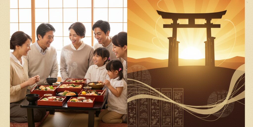 お正月におせち料理を楽しみながら家族と過ごす時間